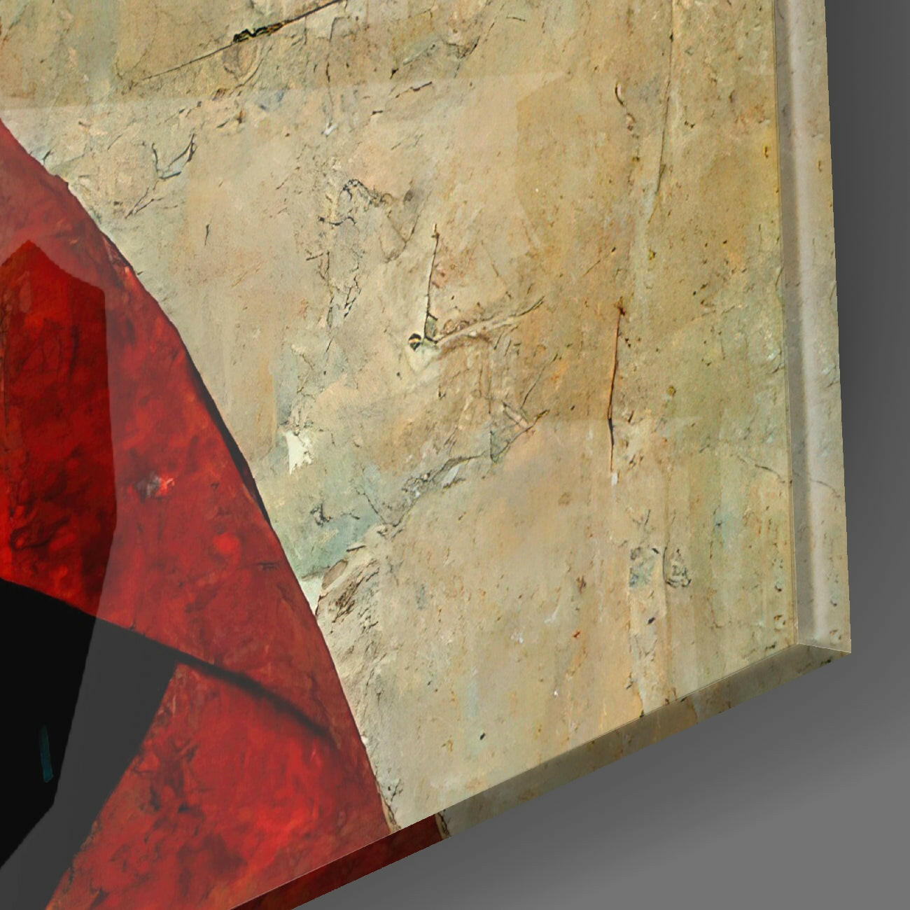 Cubist Teal Orange Embracing Couple Glass Wall Art
