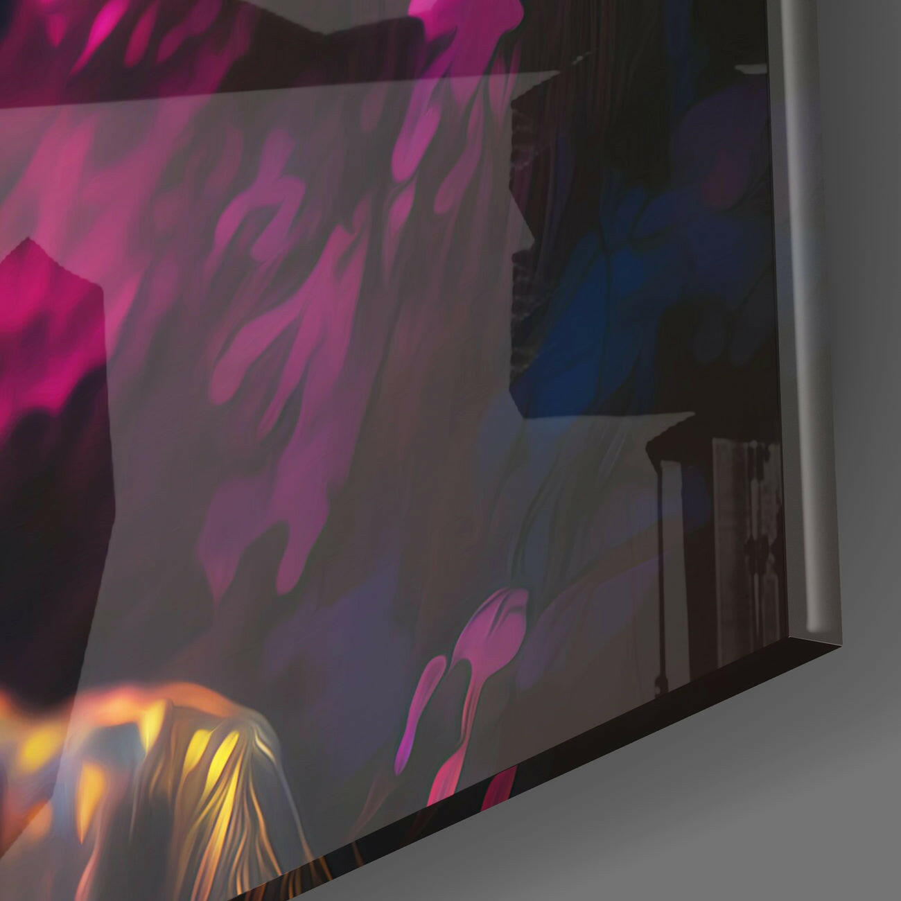 Neon Purple Dragon in Glowing Forest Glass Wall Art