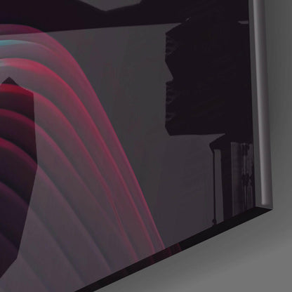 Crimson Smoke Stream Face Profile Glass Wall Art