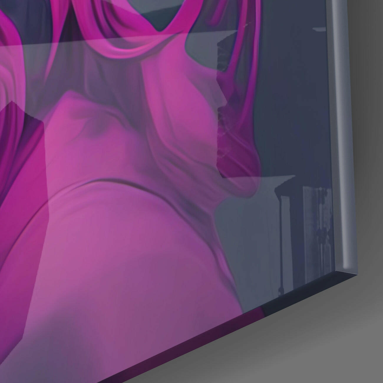 Four Profiles Purple Smoke Hair Glass Wall Art