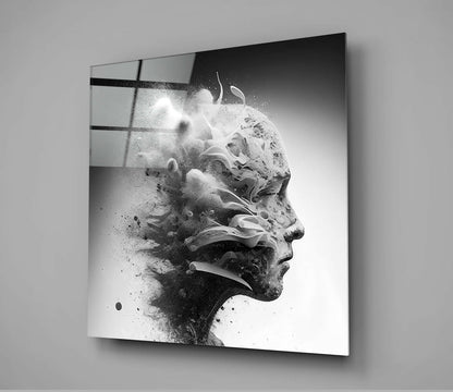 Shattering Smoke Profile Head Glass Wall Art