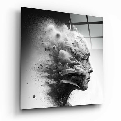 Shattering Smoke Profile Head Glass Wall Art