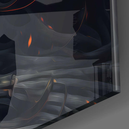 Flame Crowned Filigree Woman Glass Wall Art