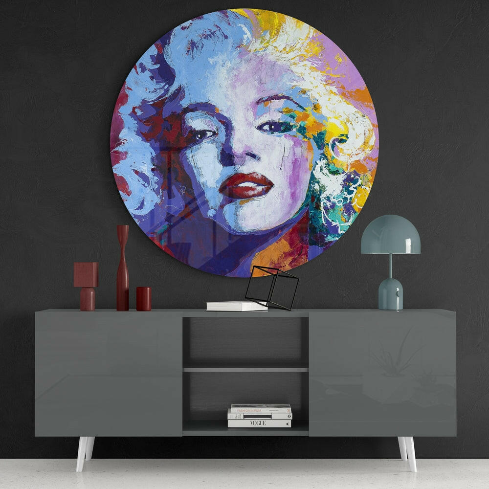 Blue Purple Blonde Circle Glass Wall Art