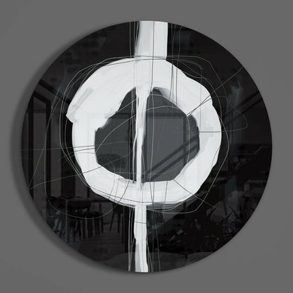 Black White Enso Circle Glass Wall Art