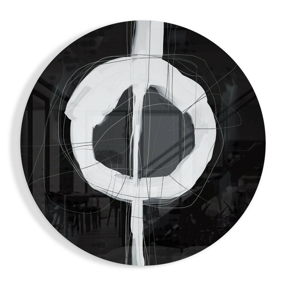 Black White Enso Circle Glass Wall Art