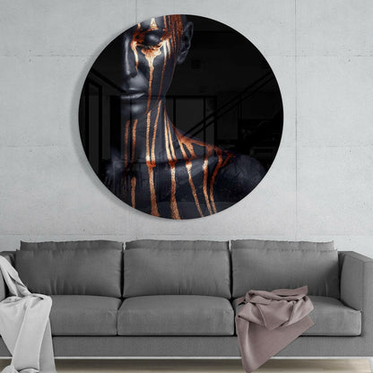 Molten Copper Streaks Glass Wall Art
