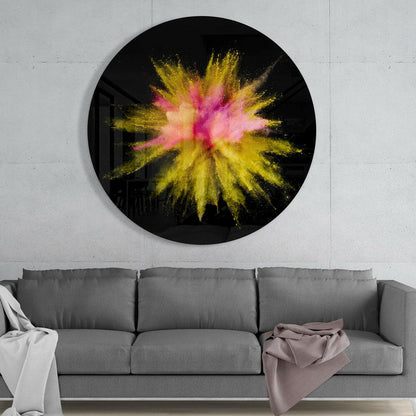 Yellow Pink Powder Explosion Glass Wall Art