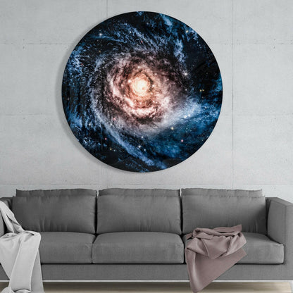 Blue Spiral Galaxy Glass Wall Art