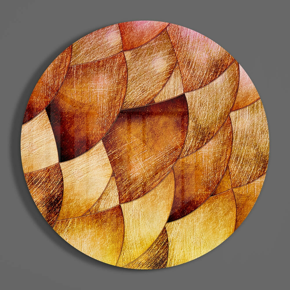 Golden Bronze Petal Scales Glass Wall Art