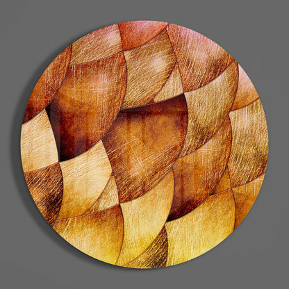 Golden Bronze Petal Scales Glass Wall Art