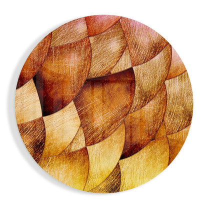 Golden Bronze Petal Scales Glass Wall Art