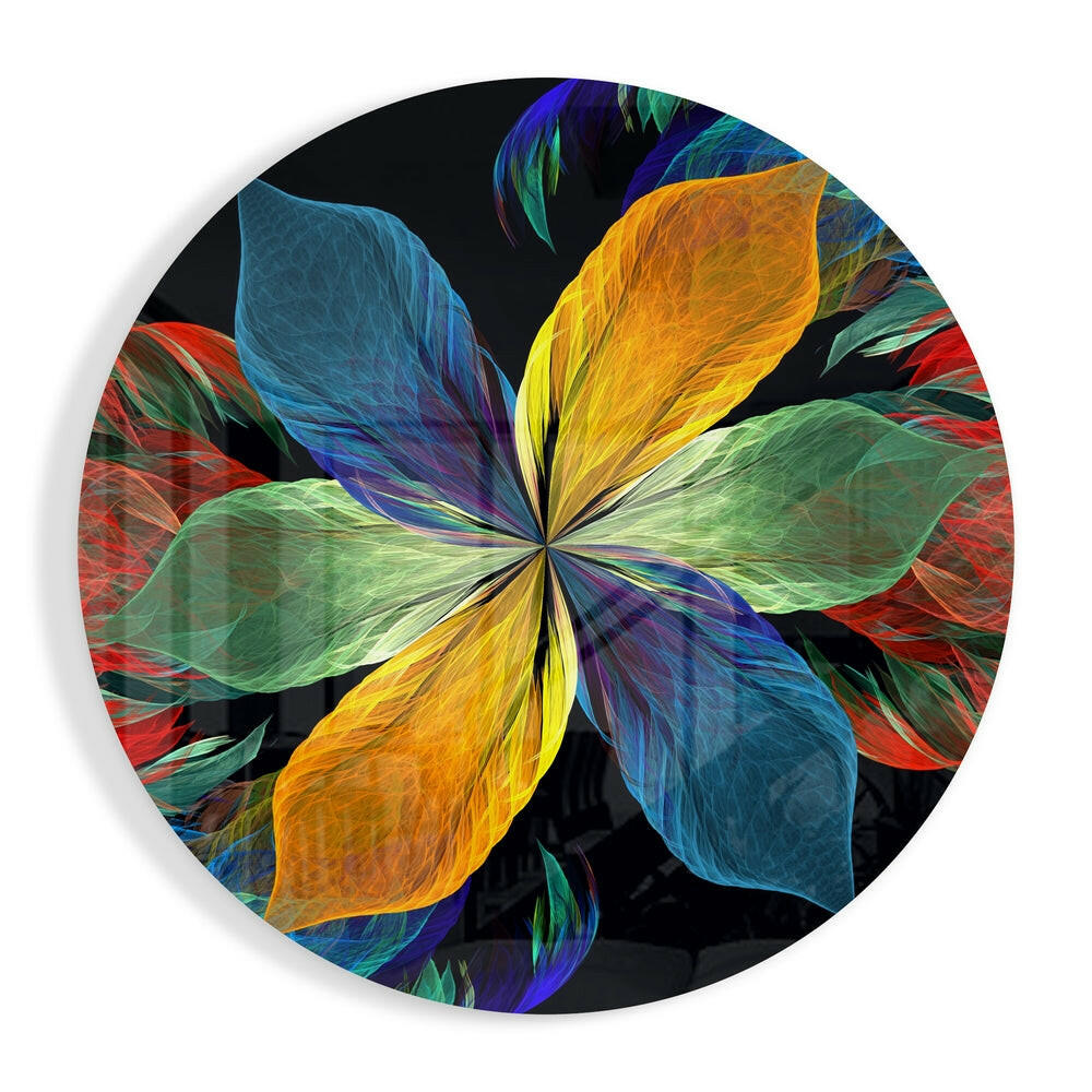 Translucent Rainbow Petals Flower Glass Wall Art