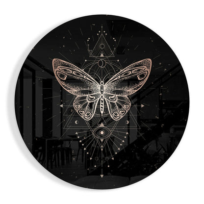 Golden Geometric Butterfly Glass Wall Art