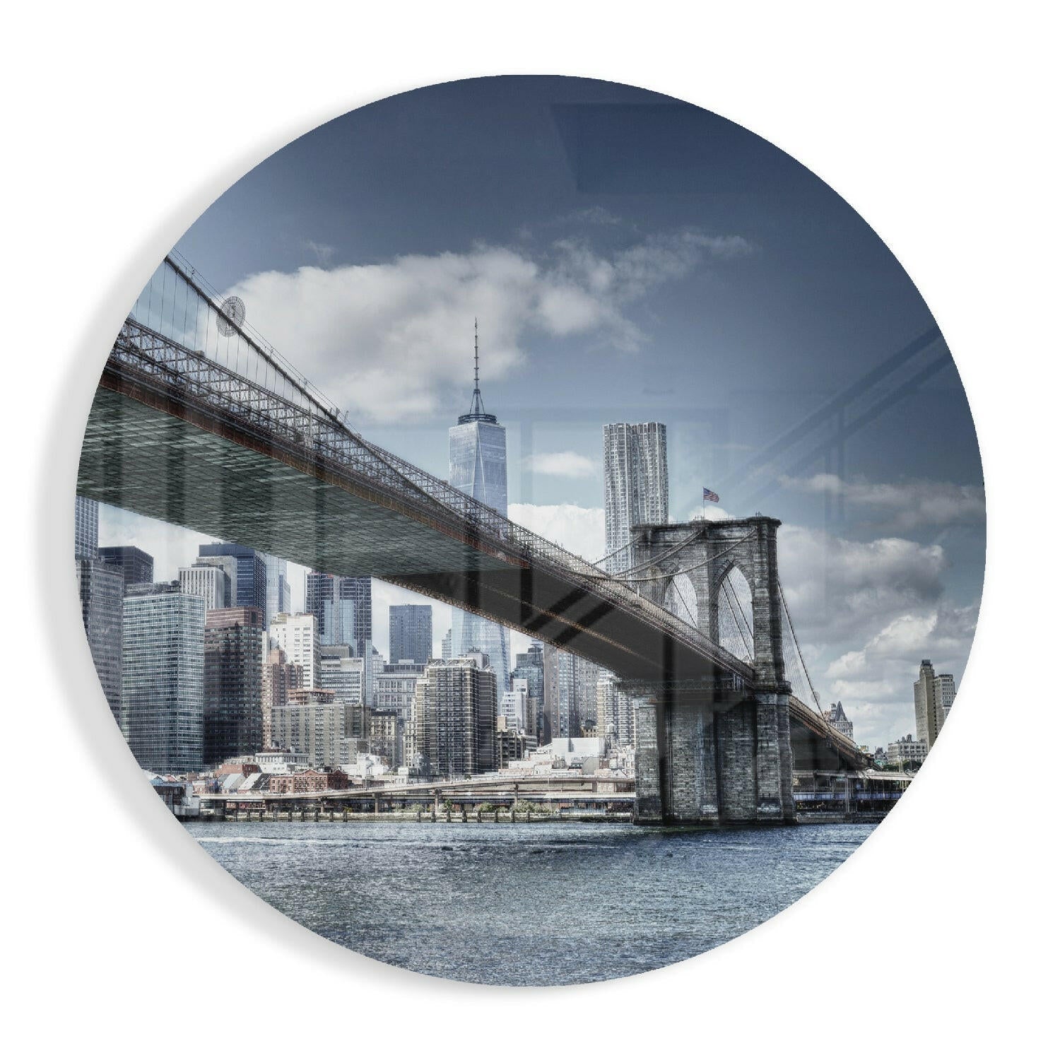 Brooklyn Bridge Skyline Circle Glass Wall Art