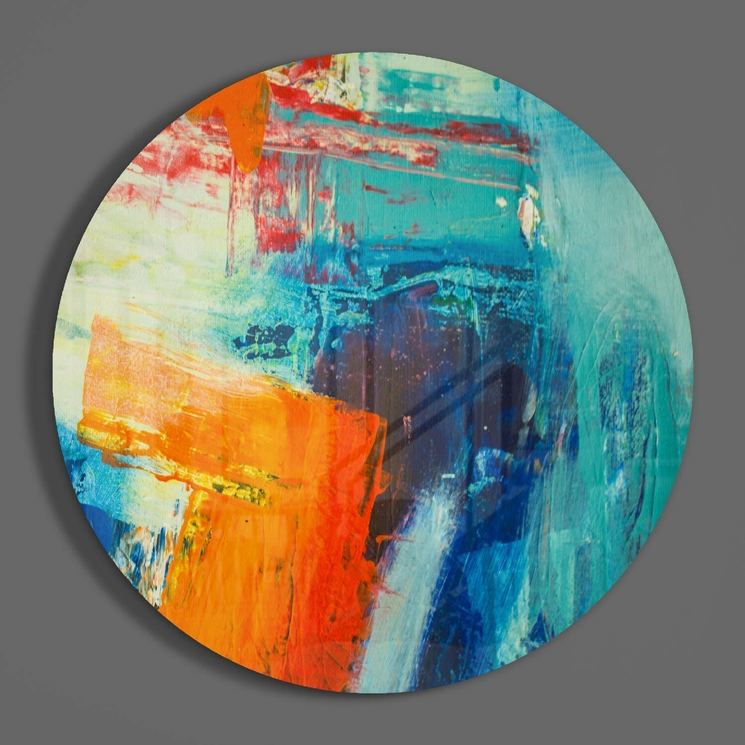 Orange Blue Palette Knife Glass Wall Art