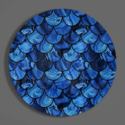 Blue Marble Mermaid Scales Glass Wall Art