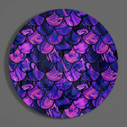 Purple Pink Mermaid Scales Glass Wall Art