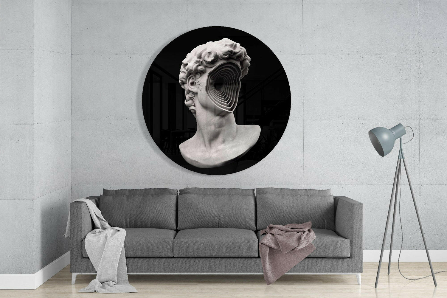 Spiral Face Statue Glass Wall Art