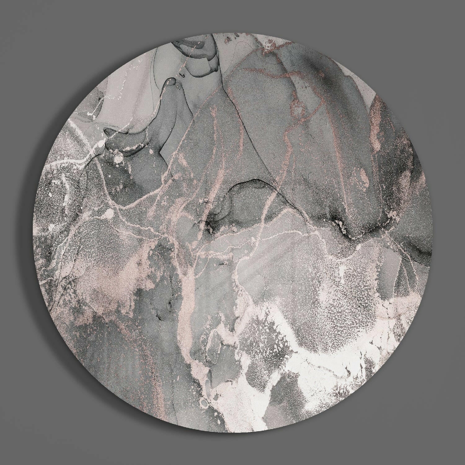 Gray Rose Gold Marble Glass Wall Art