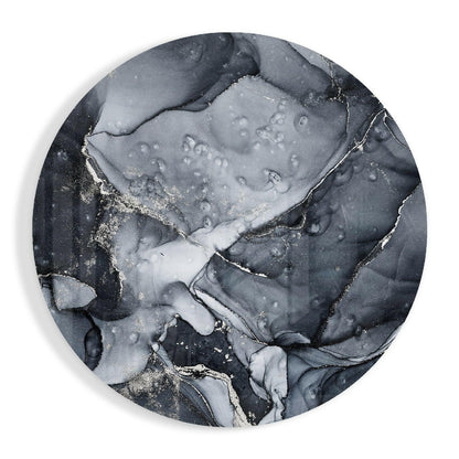 Charcoal Silver Ink Marble Glass Wall Art