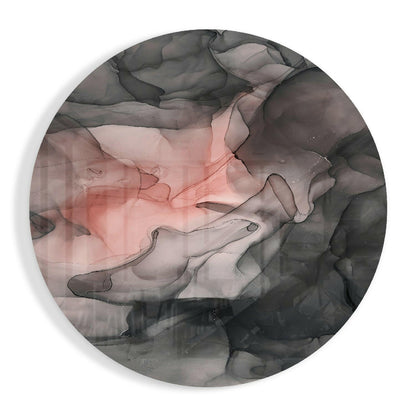 Coral Blush Black Ink Flow Glass Wall Art