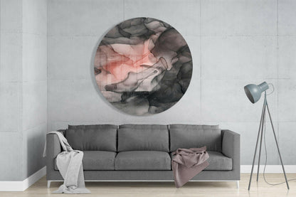 Coral Blush Black Ink Flow Glass Wall Art