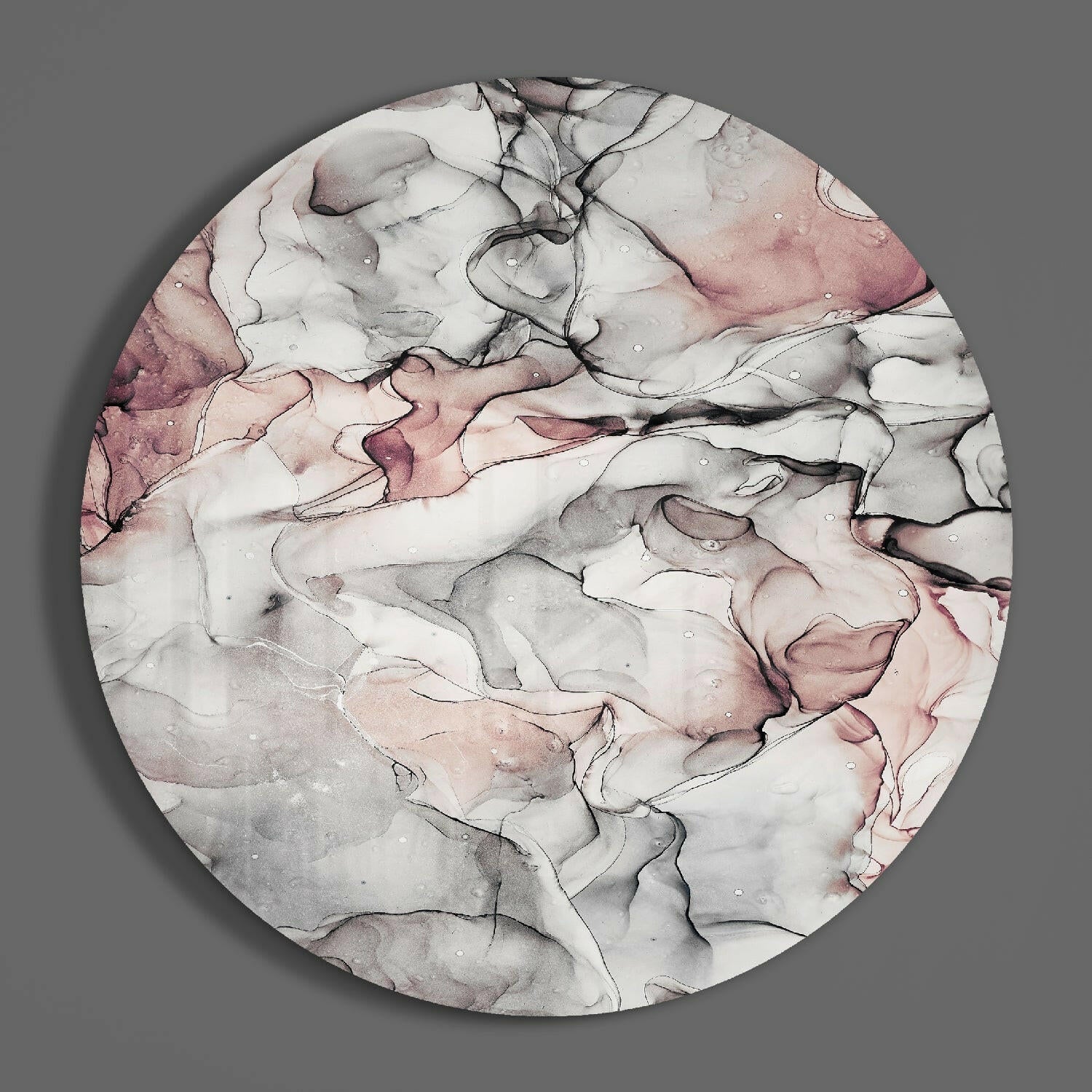 Soft Blush Gray Marble Glass Wall Art