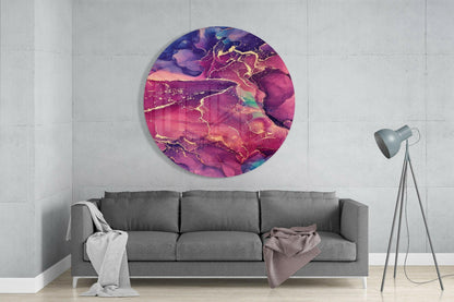 Magenta Purple Gold Ink Glass Wall Art