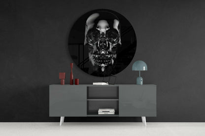 Black Obsidian Reflective Skull Glass Wall Art