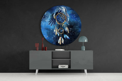 Eagle Dreamcatcher Blue Cosmos Glass Wall Art