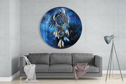 Eagle Dreamcatcher Blue Cosmos Glass Wall Art