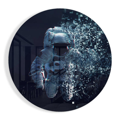 Glitch Pixel Astronaut Glass Wall Art