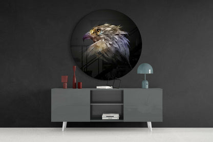 Charcoal Round Shattered Falcon Glass Wall Art