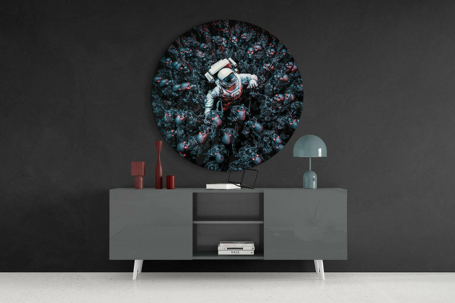 Skeleton Horde Spaceman Escape Glass Wall Art