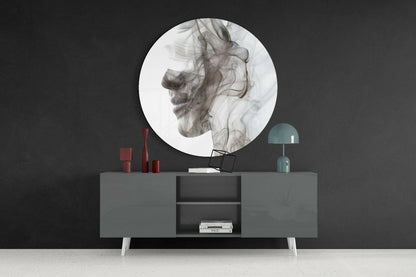 Wispy Gray Smoke Face Profile Glass Wall Art