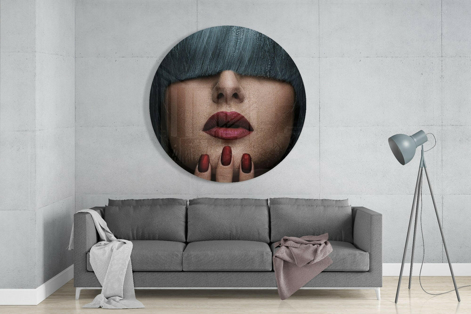 Dark Fringe Crimson Nails Portrait Glass Wall Art
