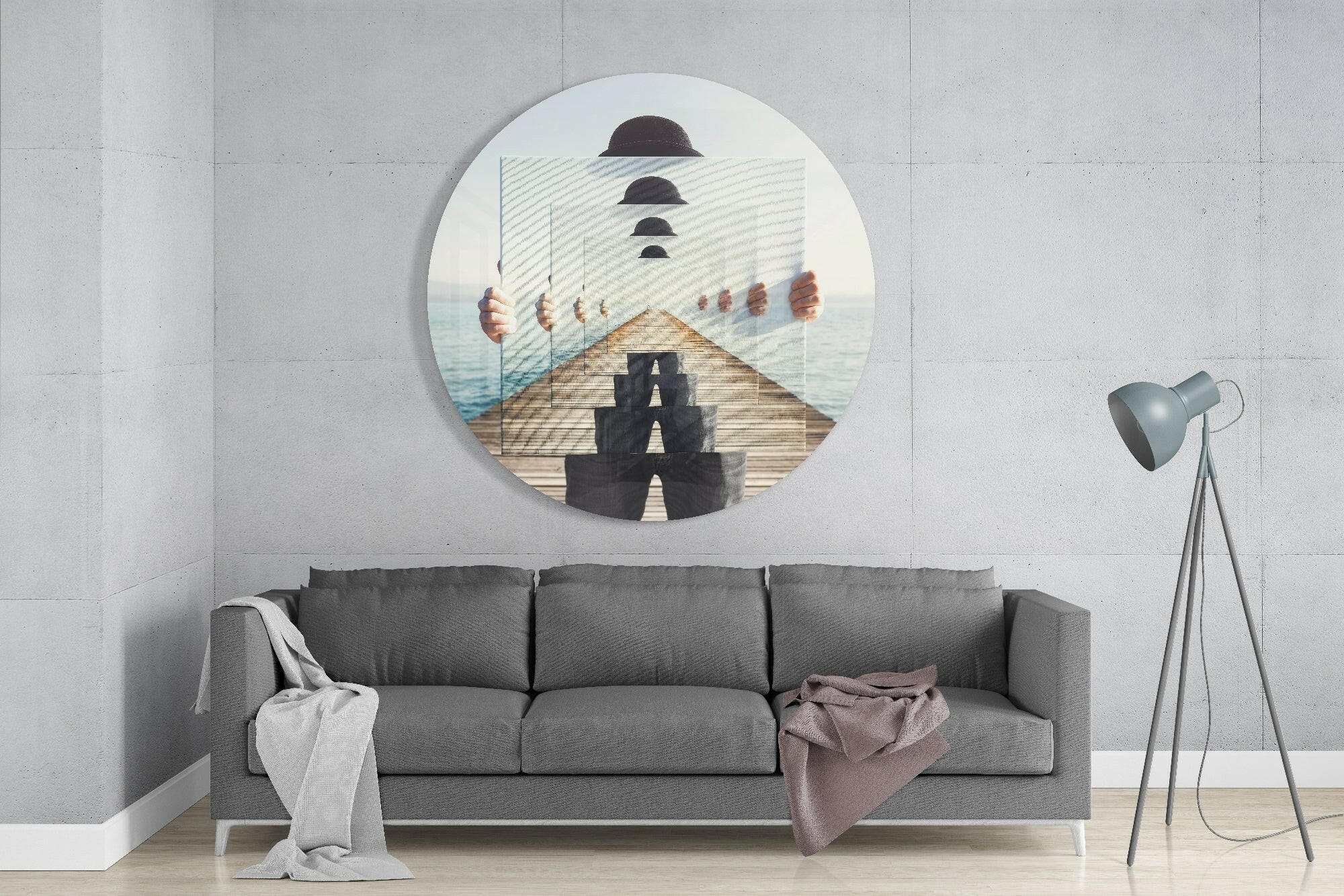Mirrored Frames Seaside Dock Illusion Glass Wall Art