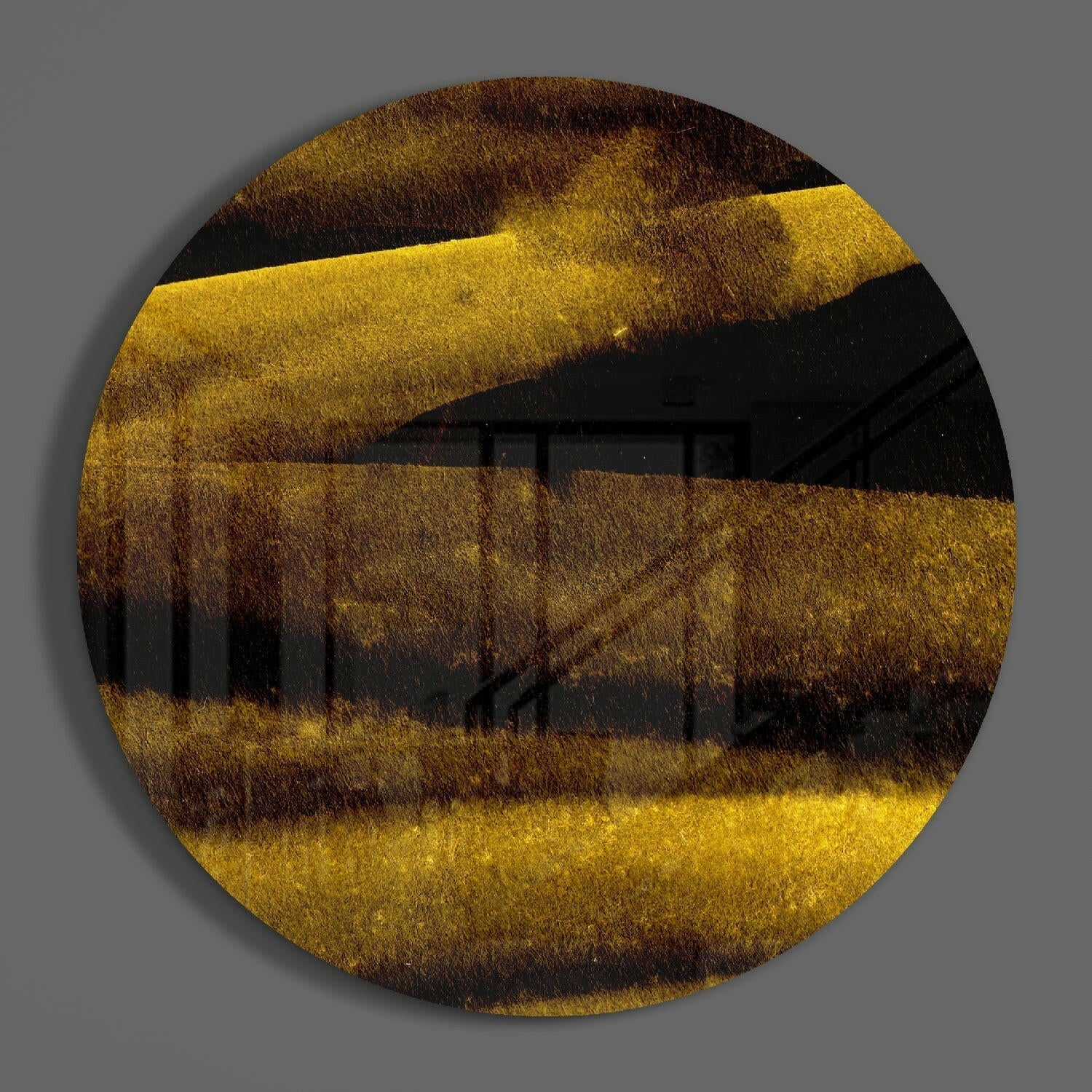 Gold Dusted Layered Ridges Glass Wall Art