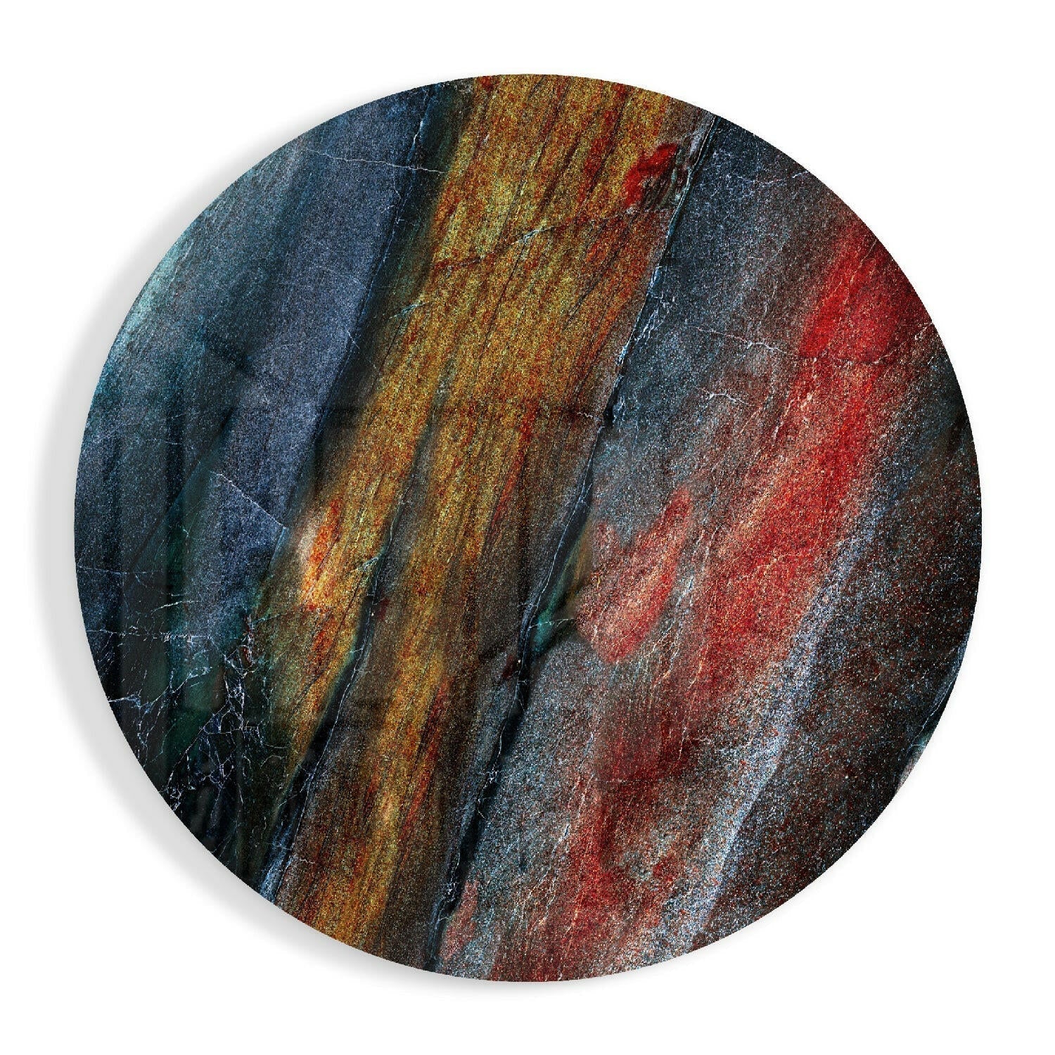 Golden Red Mineral Stone Glass Wall Art