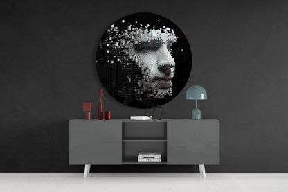 Voxel Cube Head Scattering Glass Wall Art