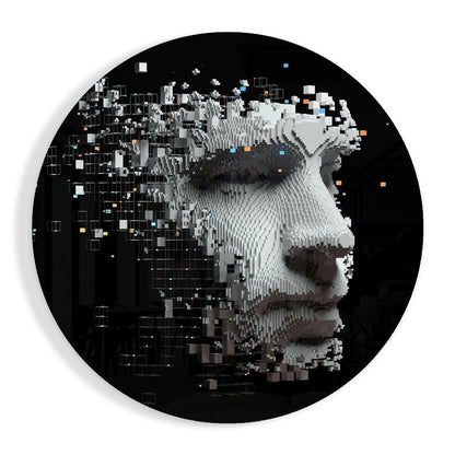 Voxel Cube Head Scattering Glass Wall Art