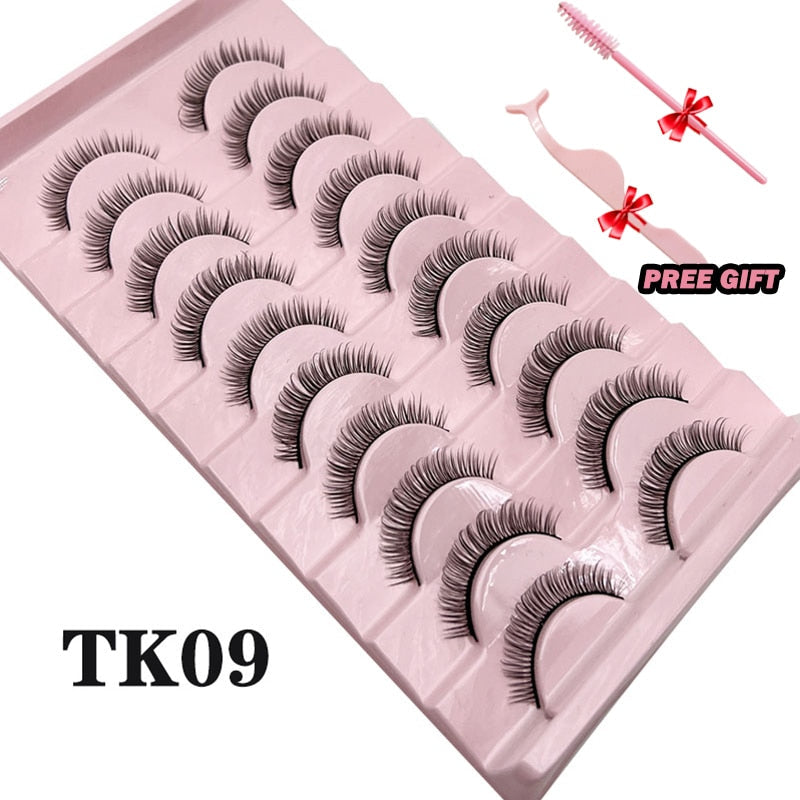 Strip Lashes 10-pairs Fluffy Mink Lashes 3D False Volume Eyelashes