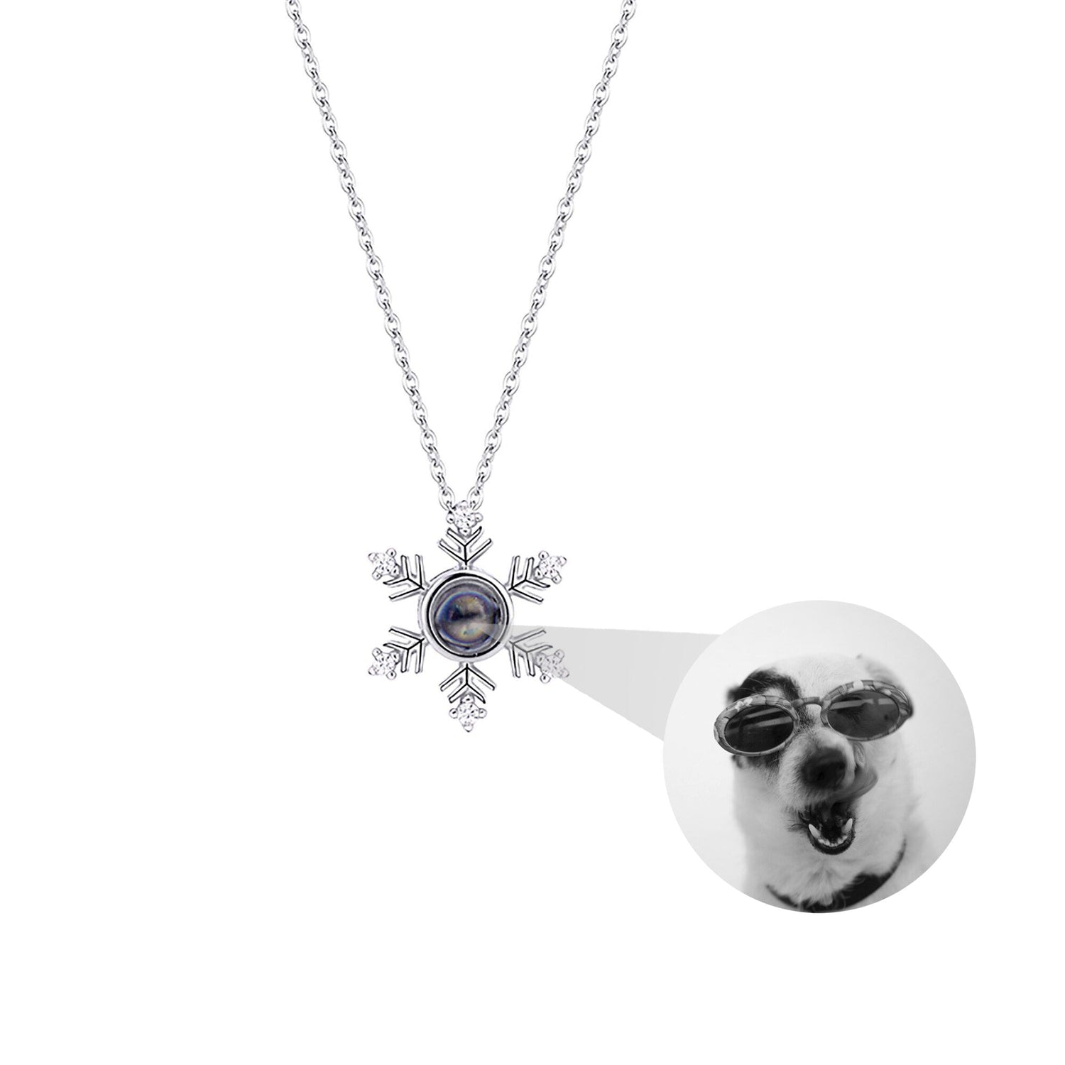 Photo Projection snowflake shape Necklace Pendant Jewelry for Lover Girlfriend 2022