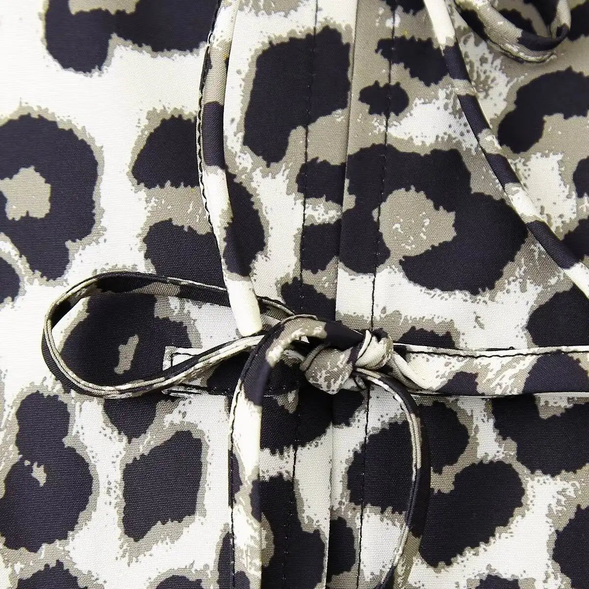 Leopard Blouse Puff Sleeve Crop Top Women&