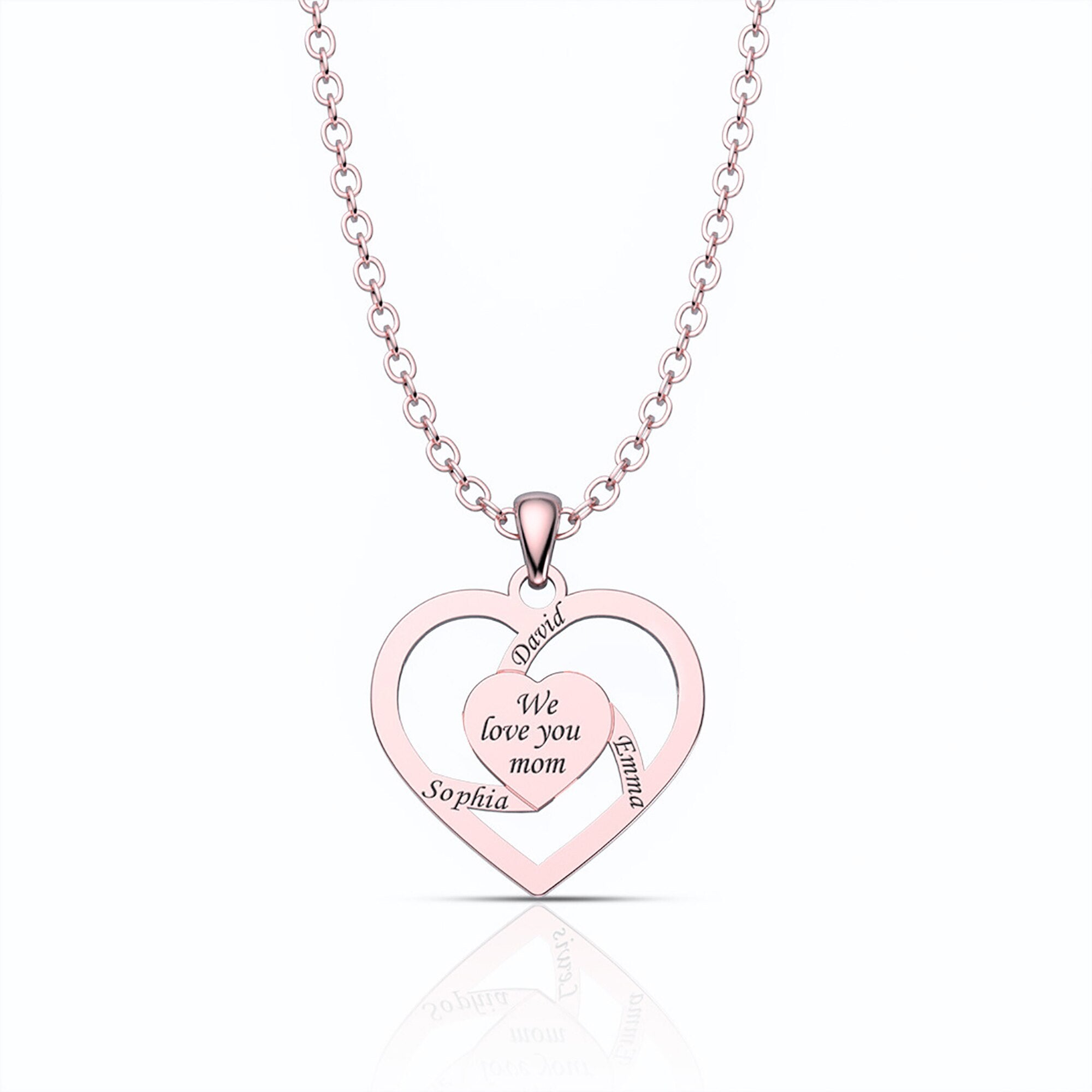 Personalized Mother Name Necklace With Text Custom Heart Pendant Necklace