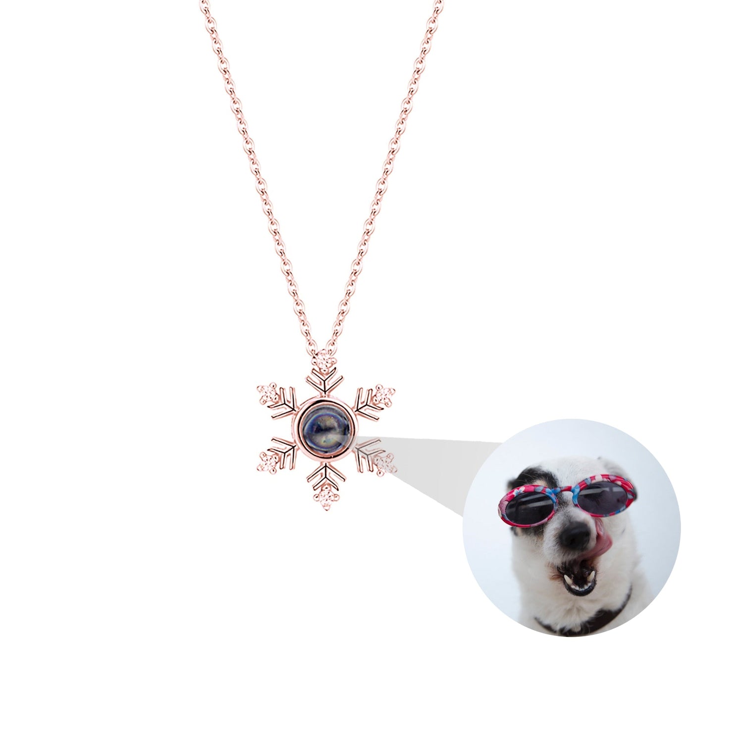 Photo Projection snowflake shape Necklace Pendant Jewelry for Lover Girlfriend 2022