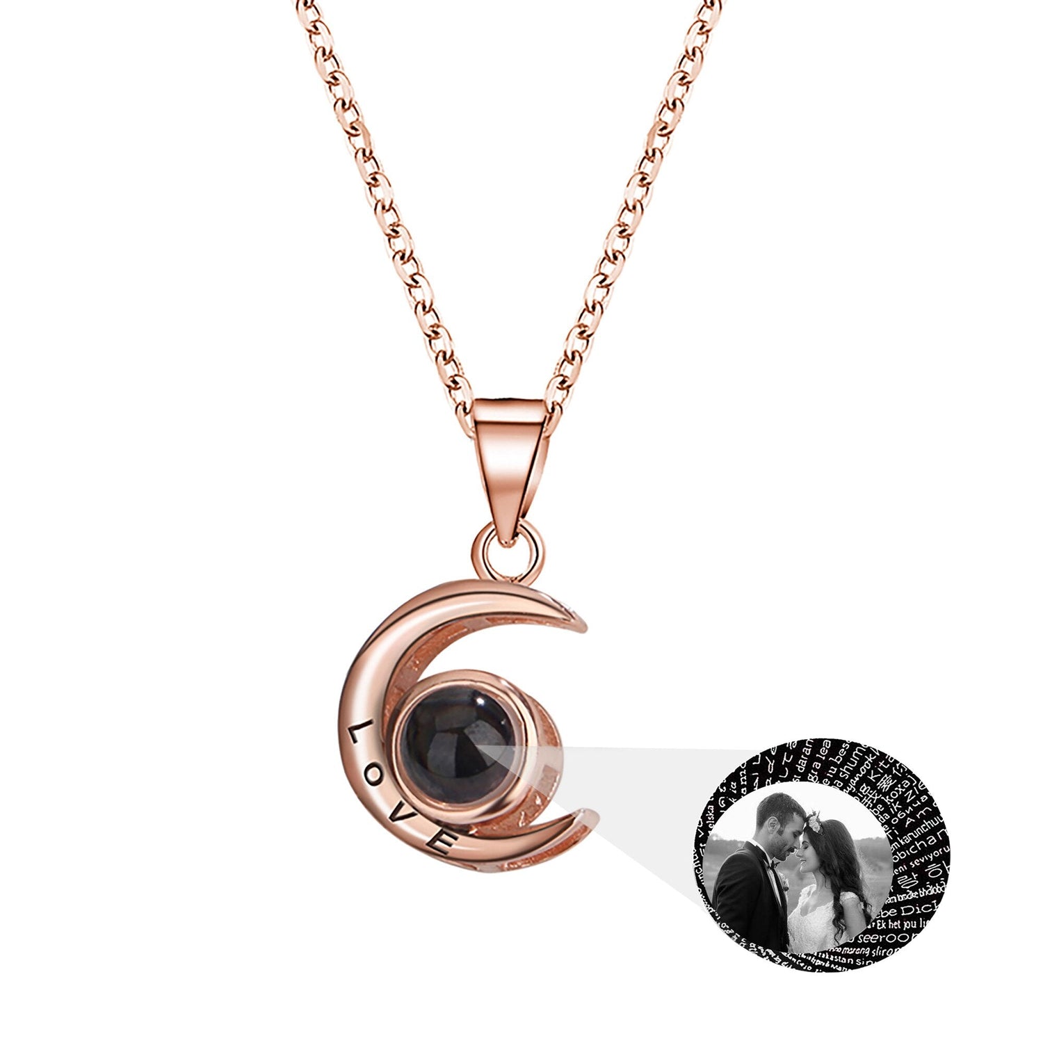 Personality Moon Necklace With Customizable Photo Romantic Gift