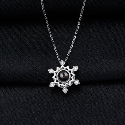 Pendant Custom Photo Flower Necklace 925 Silver Romantic Gift For Girlfriend