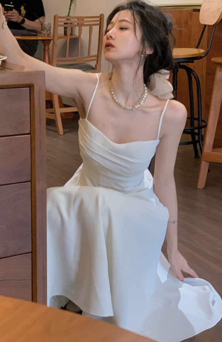 2 Pieces Dress Set O-neck Full Sleeve Short Jacket &amp; Spaghetti Strap Dresses